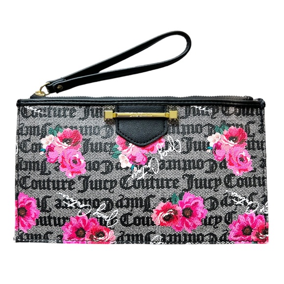 Juicy Couture Handbags - JUICY COUTURE: FLORAL LOGO “PETAL STAT” WRISTLET WALLET POUCH